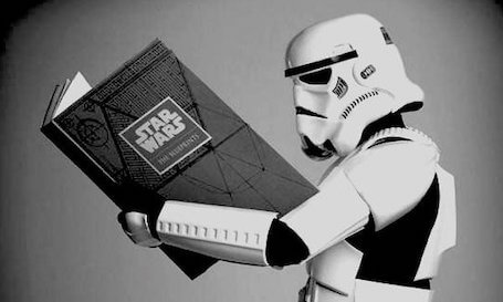 Supertext film translation service storm trooper reading